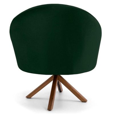 Poltrona Base Madeira Rafa B-303 Veludo Verde Musgo