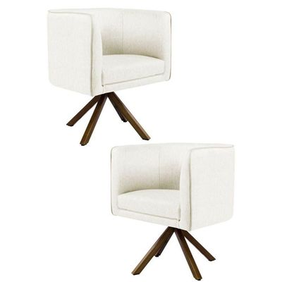 Kit 2 Poltronas  Base Madeira Betina B-309 Veludo Bege