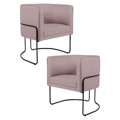 Kit 2 Poltronas  Base Aço Betina B-305 Veludo Rosê