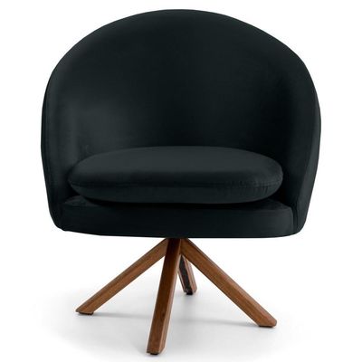 Poltrona Base Madeira Rafa B-300 Veludo Preto