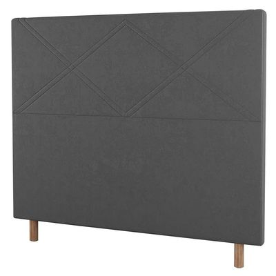 Cabeceira Cama Box Solteiro Cairo 90cm Veludo Cinza
