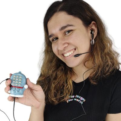 Mini Telefone Fixo Gato Doraemon Mesa C Headset Microfone