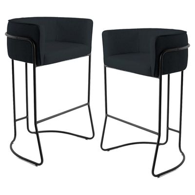 2 Banquetas Base Aço Preto Betina C-05 Black Domi