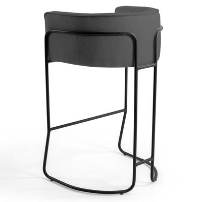 2 Banquetas Base Aço Preto Betina C-03 Cinza Domi