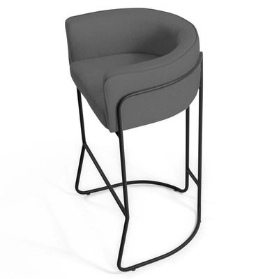 2 Banquetas Base Aço Preto Betina C-03 Cinza Domi