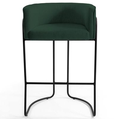 Kit 4 Banquetas Base Aço Preto C-117 Verde Musgo