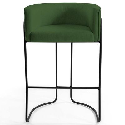 3 Banquetas Base Aço Preto Betina A-89 Verde Domi