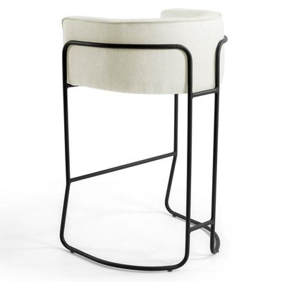 3 Banquetas Base Aço Preto Betina B-309 Veludo Bege Domi