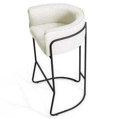 3 Banquetas Base Aço Preto Betina B-309 Veludo Bege Domi