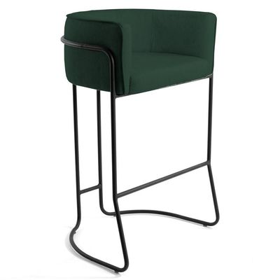 Banqueta Base Aço Preto Betina C-117 Linho Verde - Domi