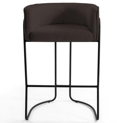 Banqueta Base Aço Preto Betina C-34 Corano Marrom - Domi