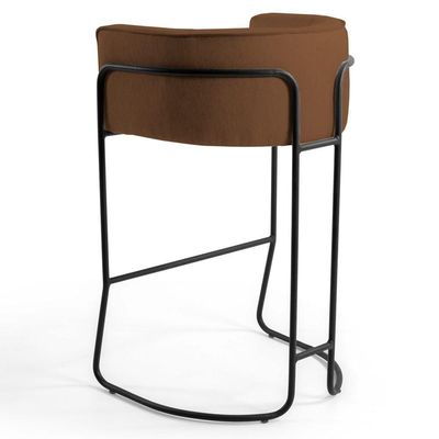 3 Banquetas Base Aço Preto Betina B-262 Veludo Telha Domi