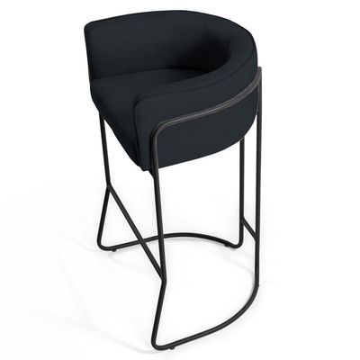 3 Banquetas Base Aço Preto Betina B-300 Veludo Preto Domi