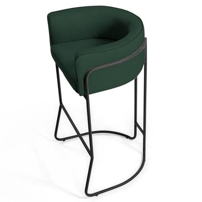 3 Banquetas Base Aço Preto Betina B-303 Veludo Verde Domi