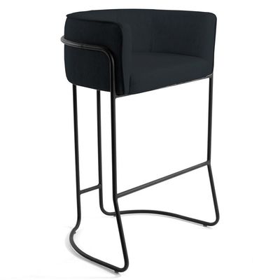 Banqueta Base Aço Preto Betina B-300 Veludo Preto - Domi