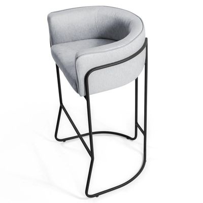Banqueta Base Aço Preto Betina C-315 Linho Cinza - Domi