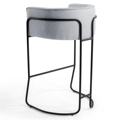 Banqueta Base Aço Preto Betina C-315 Linho Cinza - Domi