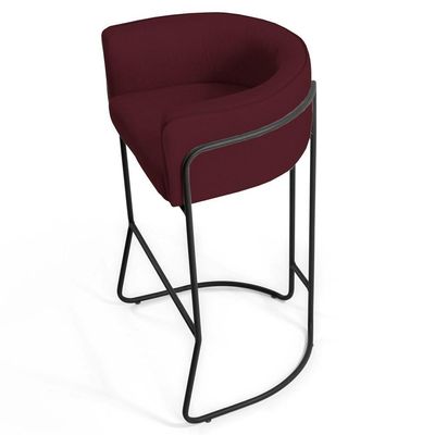 2 Banquetas Base Aço Preto Betina B-278 Veludo Marsala Domi