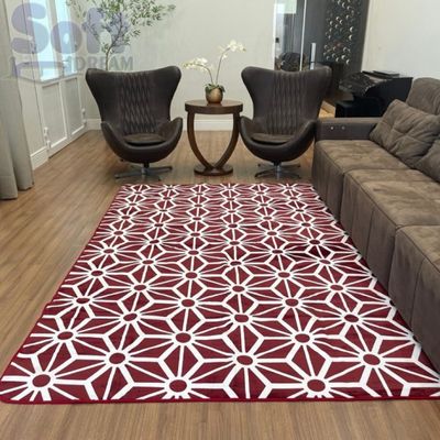 Tapete Flannel Sala Quarto Luxo Macio 2,00x1,40 Vermelho