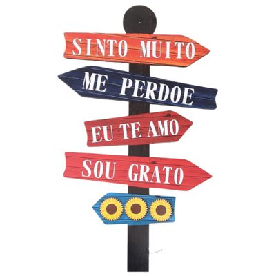 Placa MDF Sinto muito, me perdoe, eu te amo, sou grato