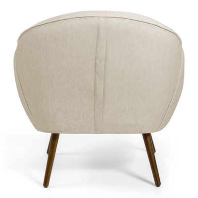 02 Poltronas Nina Pés Palito Madeira C-107 Linho Bege Domi
