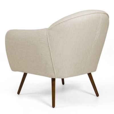 02 Poltronas Nina Pés Palito Madeira C-107 Linho Bege Domi