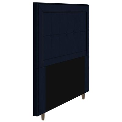 Cabeceira Box Solteiro 90cm Com Tachas E Frame Azul Marinho