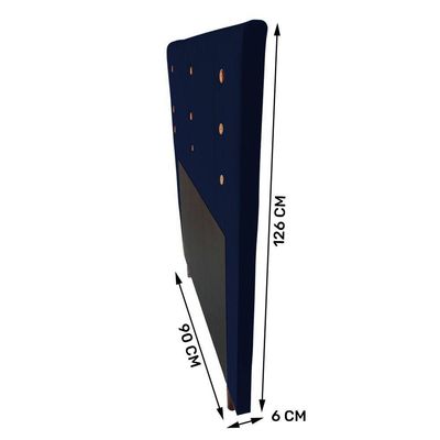 Cabeceira Cama Box Solteiro Roma 90cm Veludo Azul Marinho