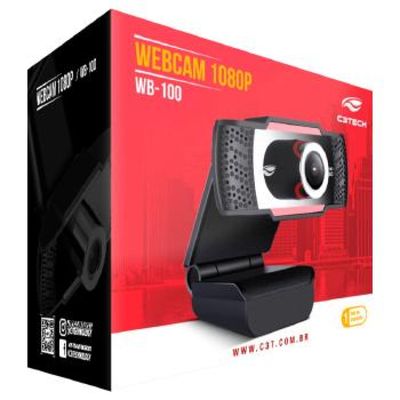 Webcam C3TECH FULL HD 1080P WB-100 - 407040250100 Preto Bivolt