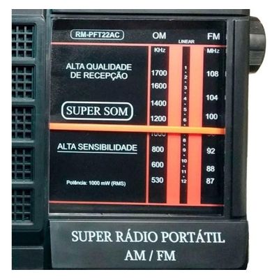 Radio Portatil 2 Faixas AM/FM - RMPFT21ACOM22AC