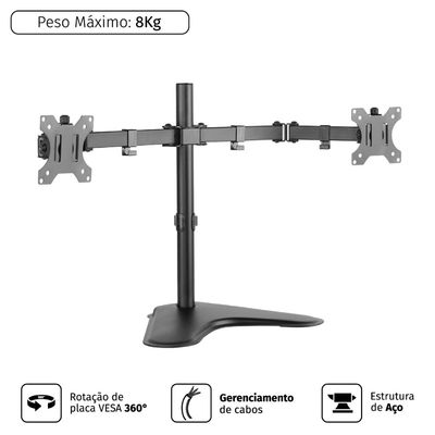 Suporte para 2 Monitores 13´´ a 32´´ Vesa 100X100 PLMSM02A