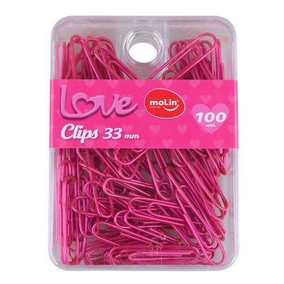 Clips Love 33mm com 100 Rosa Molin