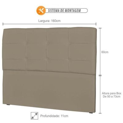 Cabeceira Casal Cama Box 160cm London Corino Areia
