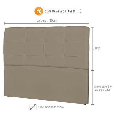 Cabeceira Casal Cama Box 195cm London Corino Areia
