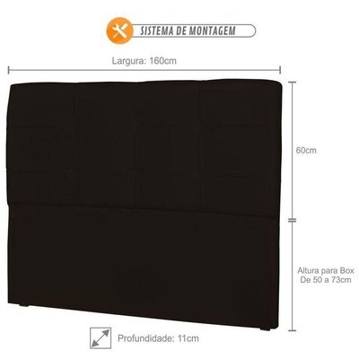 Cabeceira Casal Cama Box 160cm London Corino Marrom