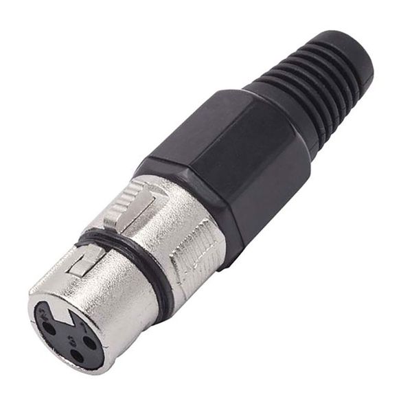 Conector Cannon de Microfone Fêmea Profissional Preto