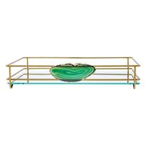 Bandeja Hara Fence Ágata Dourada 15X25 Cm Cor:Verde