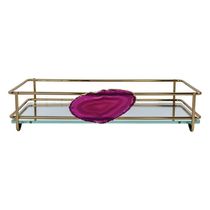 Bandeja Fence Ágata Dourada 10X20 Vermelho Rosado