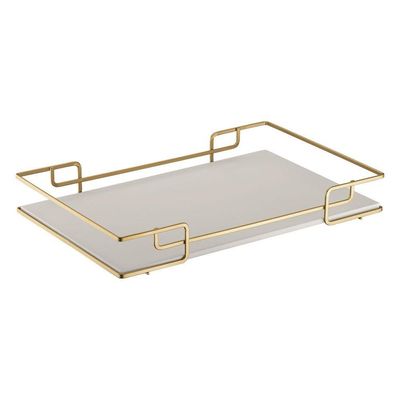 Bandeja Multiuso Luana Tampo Couríssimo Bege 39X70 Dourada