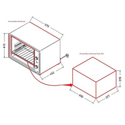 Forno Elétrico De Bancada Top 60 Fogatti Vermelho 110v