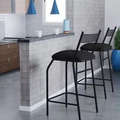 Kit 7 Banquetas Gourmet Para Bancada Ou Cozinha Ibiza Preto