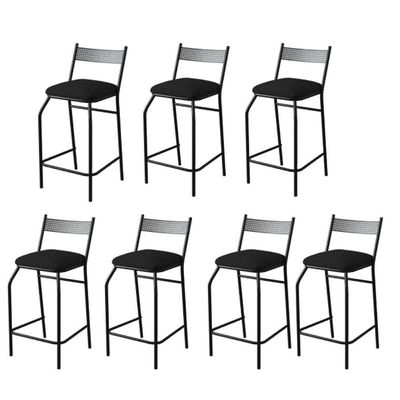 Kit 7 Banquetas Gourmet Para Bancada Ou Cozinha Ibiza Preto