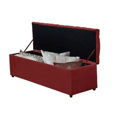 Painel Cabeceira Com Bau Dubai 1.20Mt Suede Vermelho