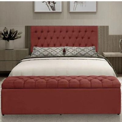 Painel Cabeceira Com Bau Dubai 1.20Mt Suede Vermelho