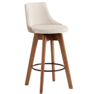 Banqueta Copa Gourmet Design Tecido Linho Bege