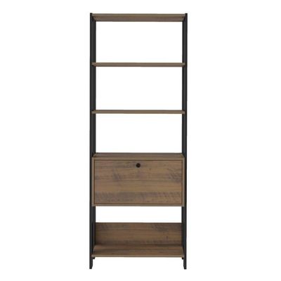 Estante Para Livros Pinho/Preto C/ 01 Porta E 4 Prateleiras