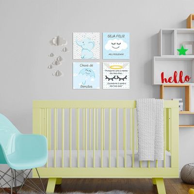 Placa Decorativa Infantil Quarto Bebê Menina E Menino Azul