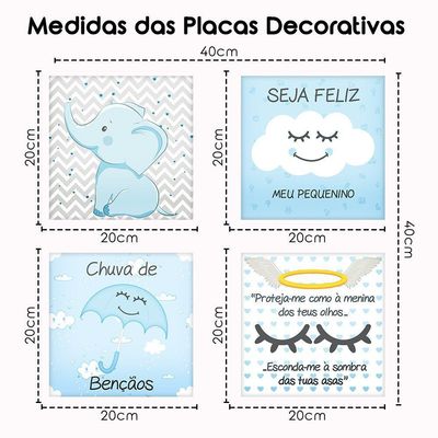 Placa Decorativa Infantil Quarto Bebê Menina E Menino Azul