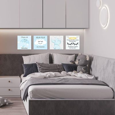 Placa Decorativa Infantil Quarto Bebê Menina E Menino Azul