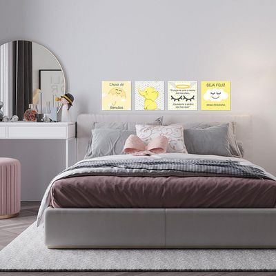 Placa Quarto Bebê Menina E Menino Amarelo